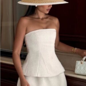 Meshki Cyrus Strapless Boucle Top - Ivory